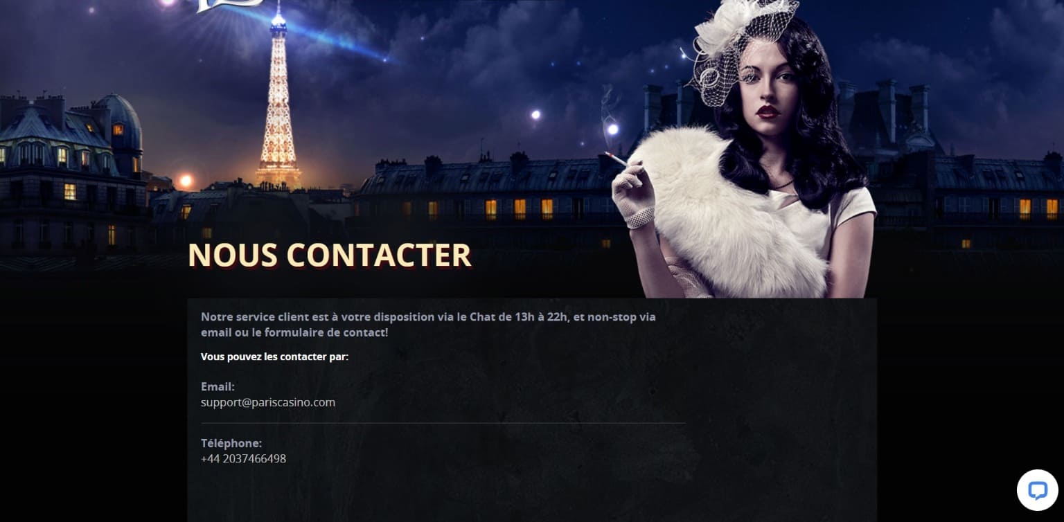 Contacts d'assistance Paris Casino