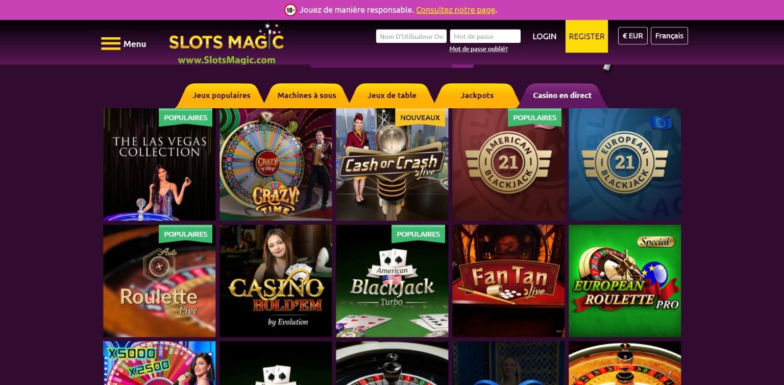 Casino en direct Slots Magic Casino