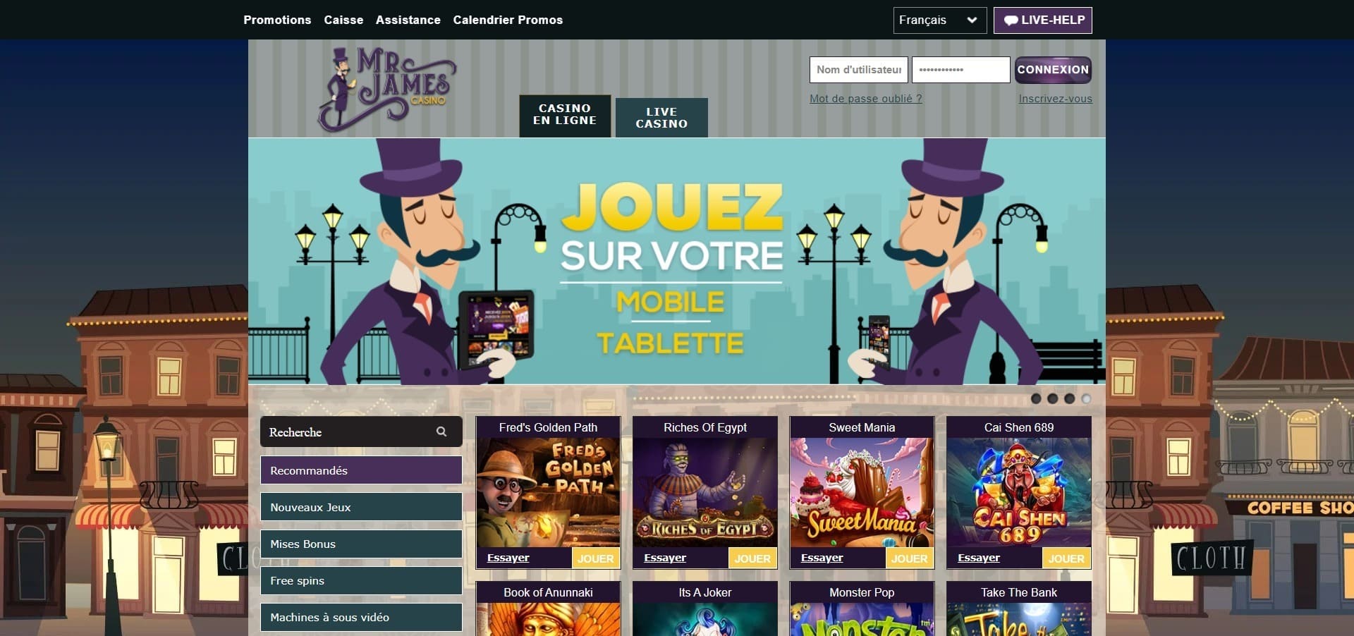 Site officiel de Mr James Casino
