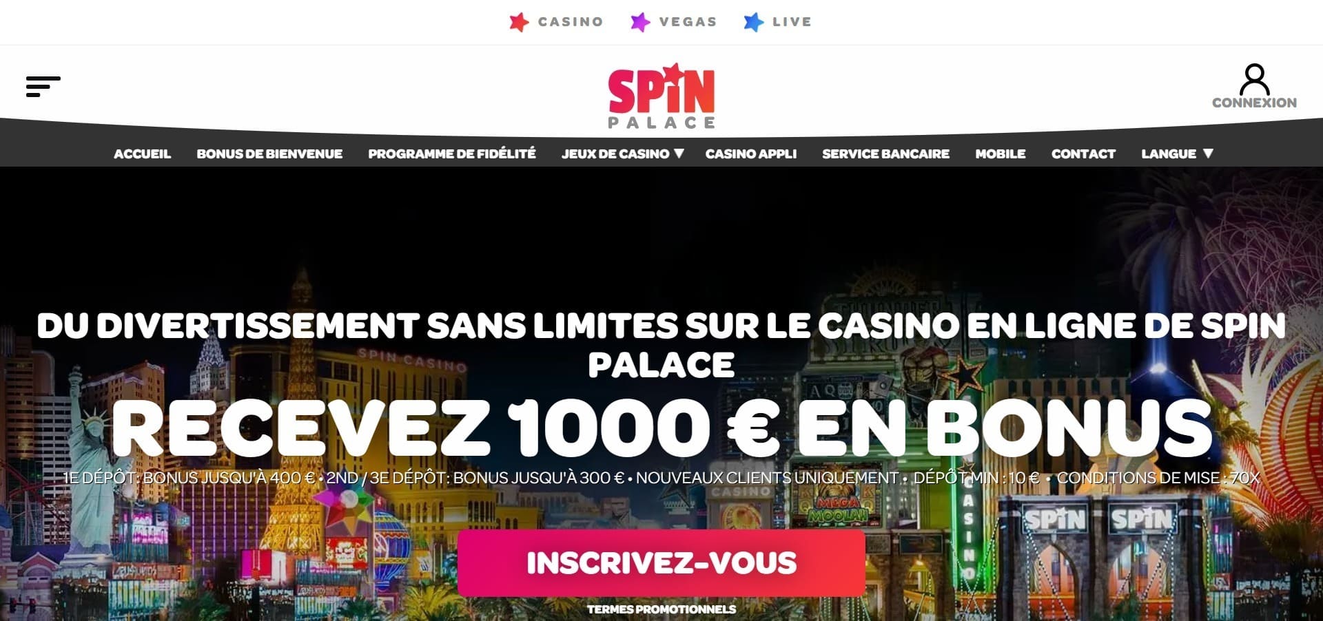 Site officiel de Spin Palace Casino
