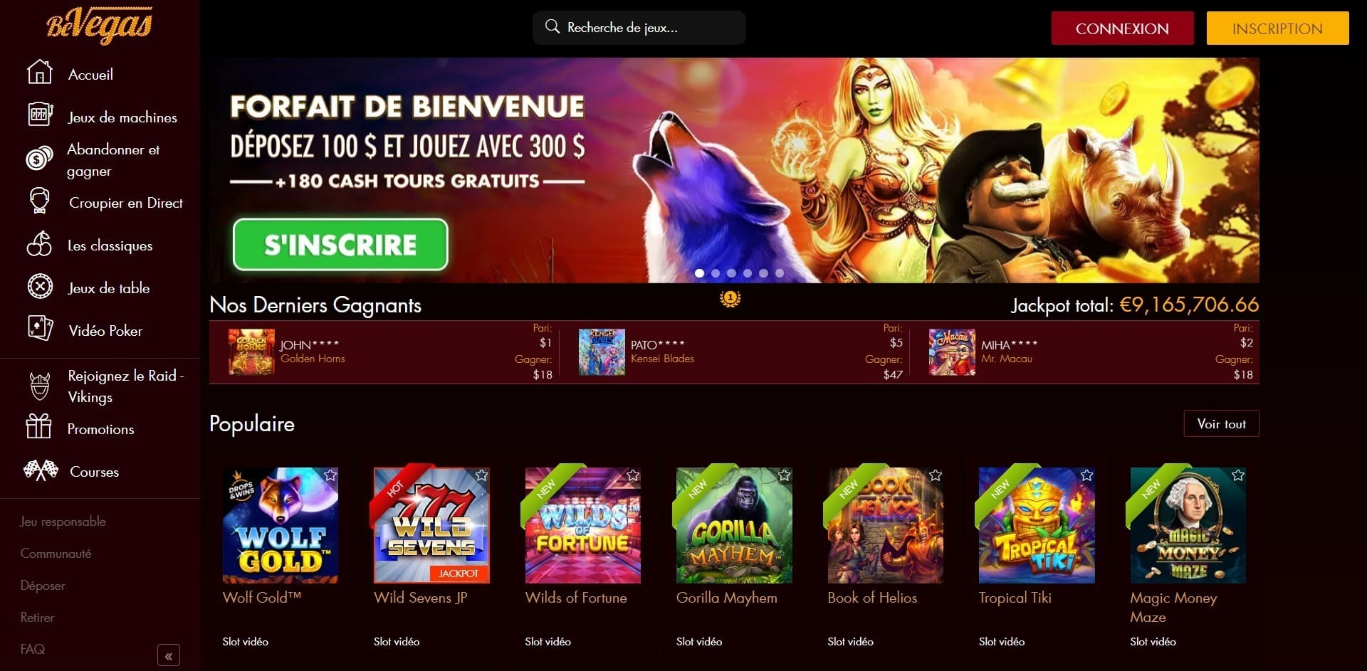 Site officiel de BeVegas Casino
