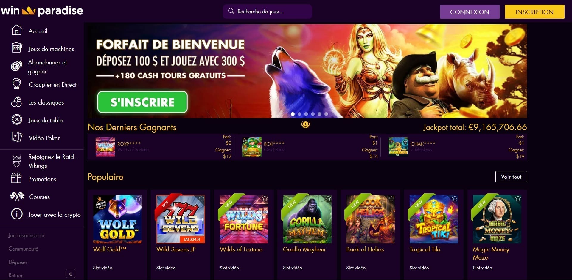 Site officiel de Win Paradise Casino