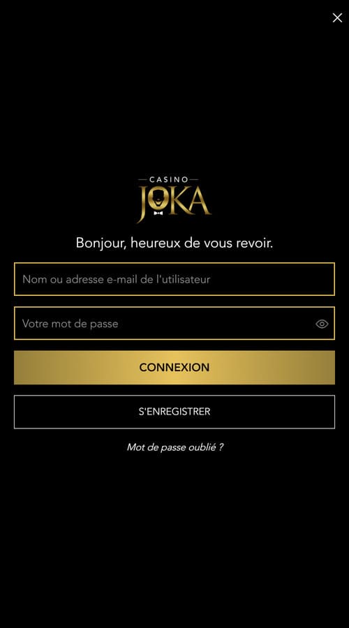 Casino Joka connexion à l'application