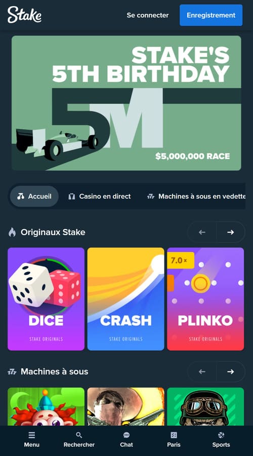 Application mobile Stake Casino